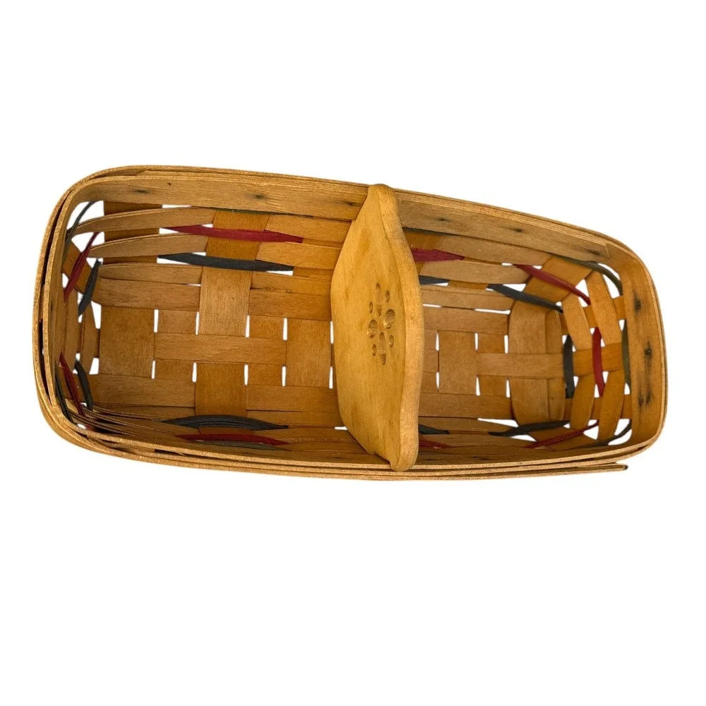 Longaberger 1995 Cracker Basket With Divider Red‎ Green Christmas 5